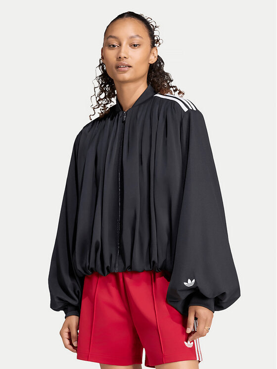 adidas adidas Bluza Satin Pleated Track Top LG4081 Czarny Relaxed Fit
