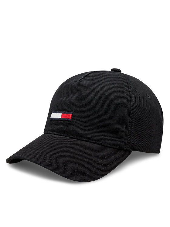 Tommy Jeans Kapa S šiltom Tjm Elongated Flag Denim Cap AM0AM12427 Črna