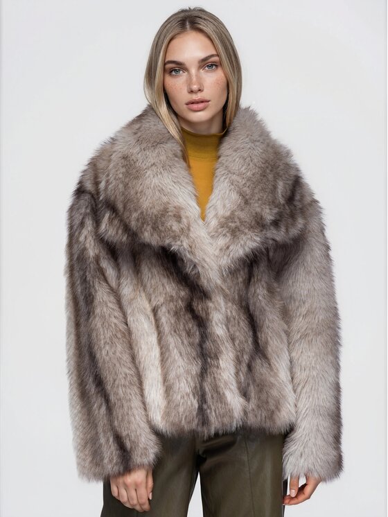 Ombre Ombre Kožešina OW-FR-E0004 Šedá Oversize