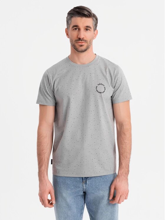 Ombre Ombre T-Shirt OM-TSFP-0186 Szary Regular Fit