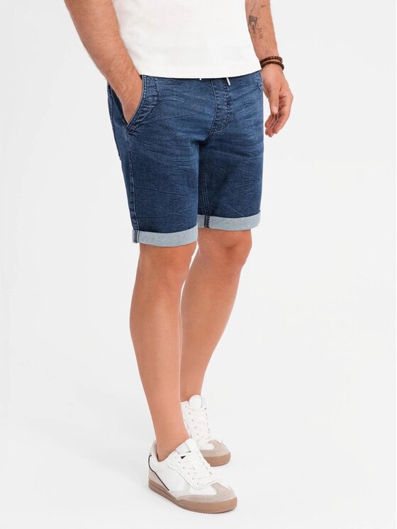 Ombre Ombre Szorty jeansowe OM-SRDS-0161 Niebieski Regular Fit