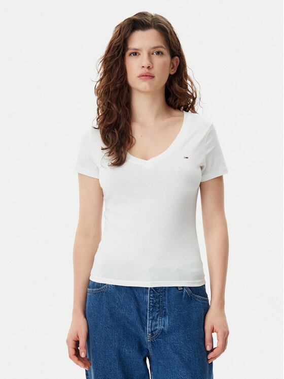 Tommy Jeans Tommy Jeans T-Shirt DW0DW20458 Bílá Slim Fit