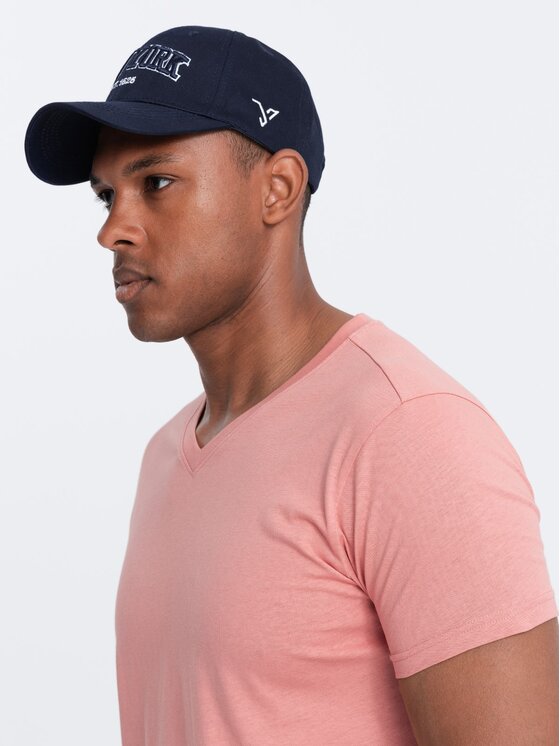 Ombre Ombre T-Shirt OM-TSBS-0145 Růžová Regular Fit
