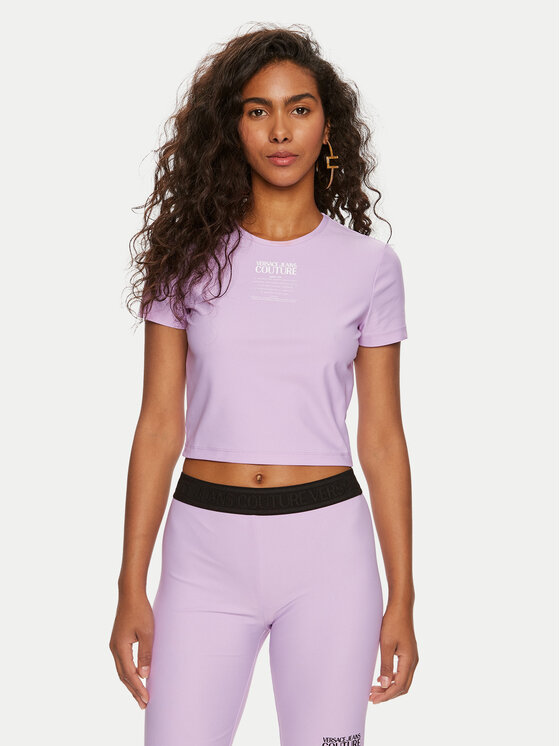 Versace Jeans Couture Versace Jeans Couture Marškinėliai 76HAH602 Violetinė Slim Fit