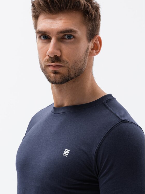 Ombre Ombre S dlouhým rukávem OM-LSCL-0102 Tmavomodrá Regular Fit