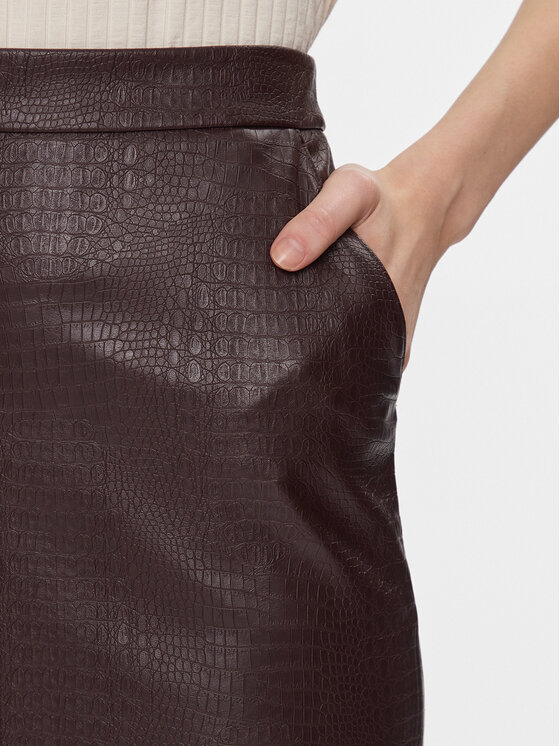 Max Mara Leisure Max Mara Leisure Spódnica skórzana Ethel 2416771027 Bordowy Regular Fit