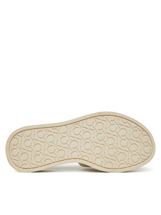 Calvin Klein Calvin Klein Şlapi Flatform Slide W/Ck Hw - Lth HW0HW02368 Écru