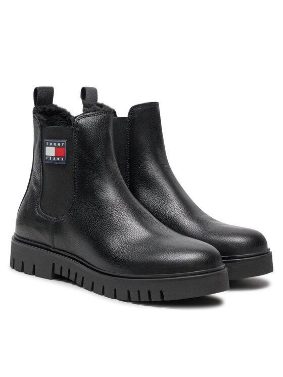 Tommy Jeans Tommy Jeans Kotníková obuv s elastickým prvkem Chelsea EN0EN02626 Černá