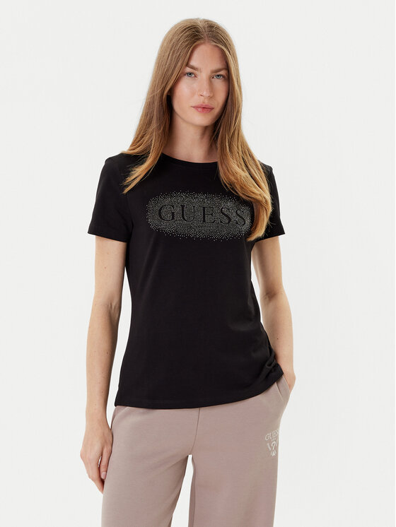 Guess Guess Tricou V5YI08 J1314 Negru Regular Fit