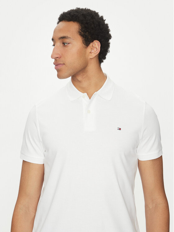 Tommy Hilfiger Tommy Hilfiger Тениска с яка и копчета Essential MW0MW35585 Бял Regular Fit