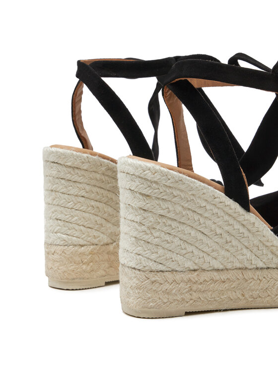 Manebi Manebi Εσπαντρίγιες Hamptons Wedge Espadrilles With Knot K 1.0 WS Μαύρο