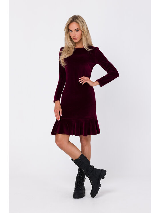 Made of Emotion Made of Emotion Koktejlové šaty M765 Bordová Modern Fit