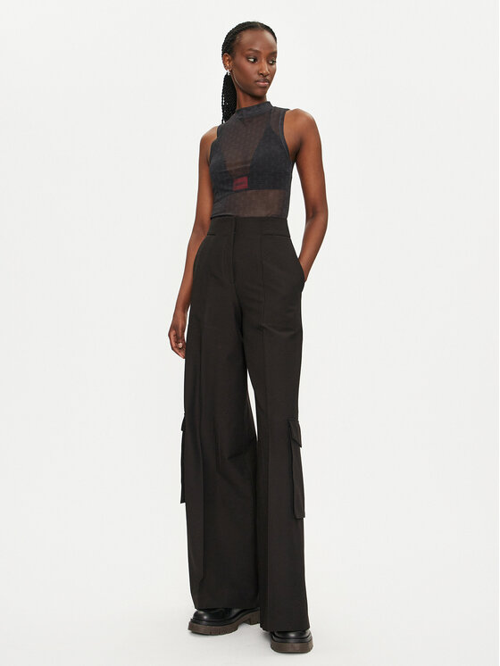 HUGO Hugo Pantaloni palazzo Himana 50518970 Negru Regular Fit