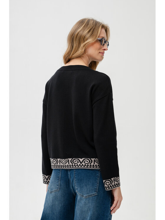 blue shadow blue shadow Sweter Kaps Czarny Regular Fit