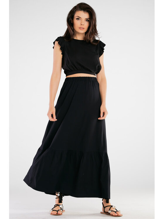 Awama Awama Bluzka A429 Czarny Basic Fit
