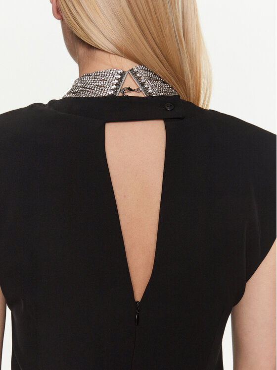 Kontatto Kontatto Φόρεμα κοκτέιλ NO1006 Μαύρο Slim Fit