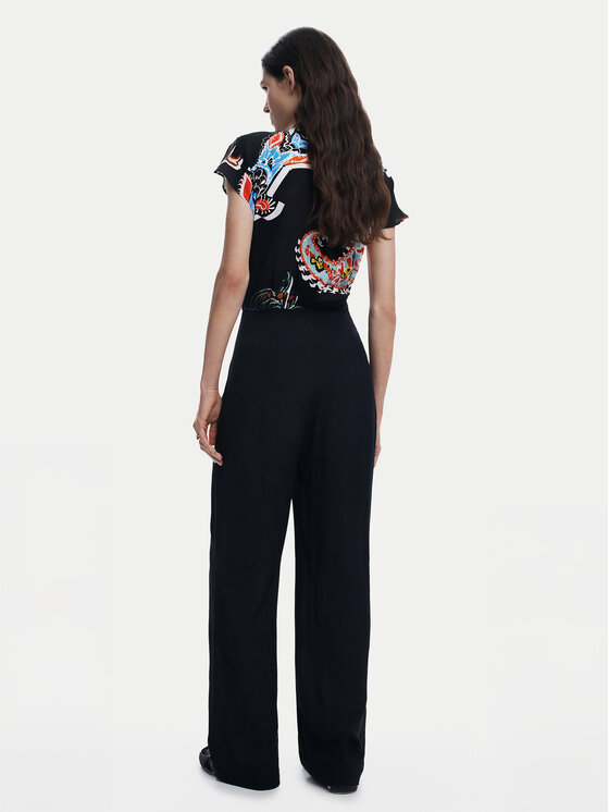 Desigual Desigual Salopetă Paisley 25SWPW20 Negru Regular Fit