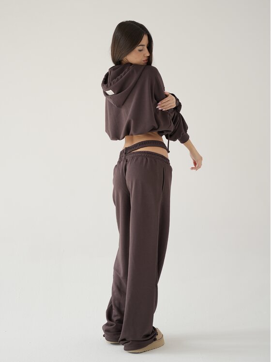 MissDenim MissDenim Spodnie dresowe Double Belt Sweatpants Brązowy Oversize