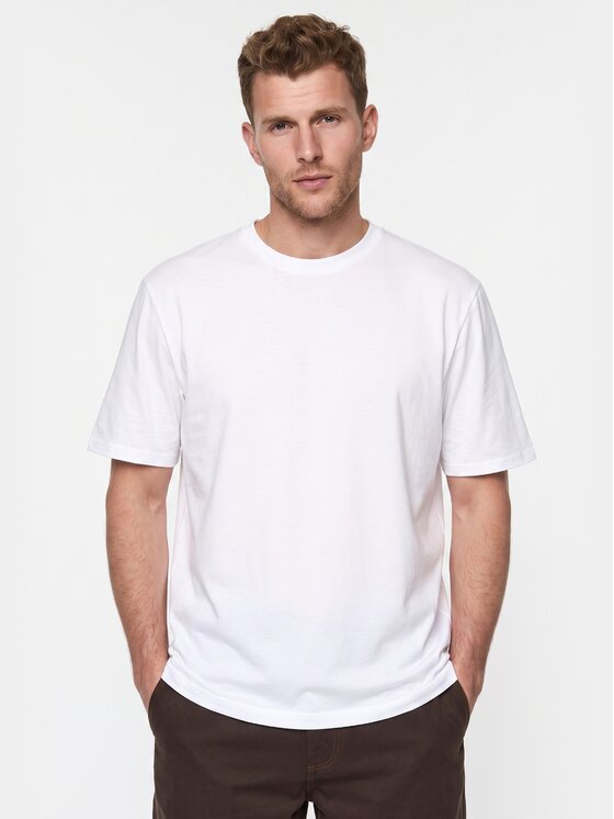 BASICLO BASICLO T-Shirt W-2031-5001 Biały Oversize
