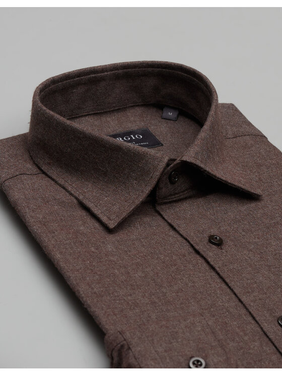 Borgio Borgio Koszula flumeri 00512 Brązowy Slim Fit