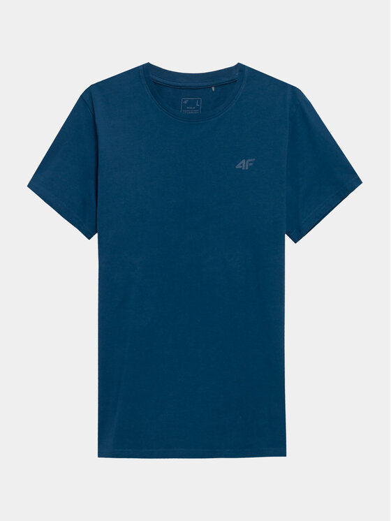 4F 4F T-krekls 4FAW23TTSHM0876 Zils Regular Fit