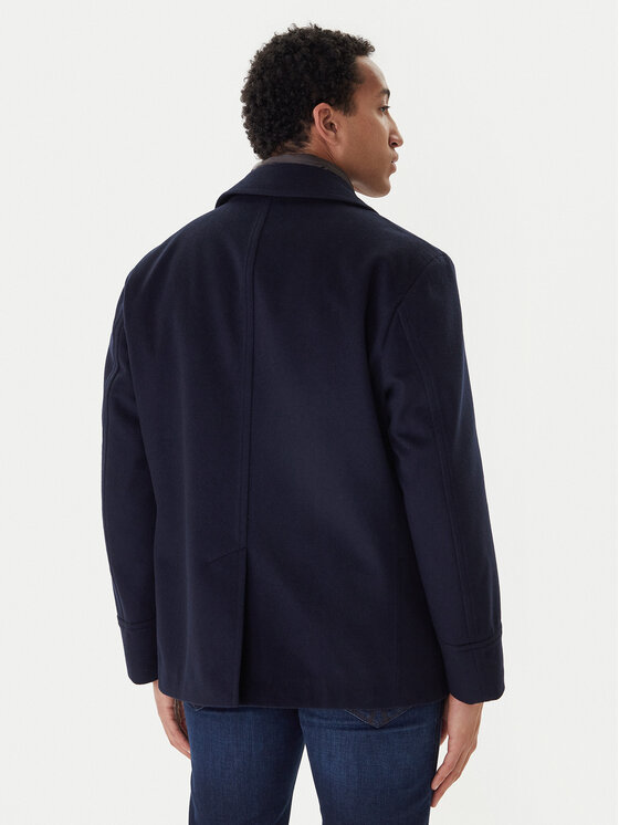 Bugatti Bugatti Вовняне пальто 874228-81063 Cиній Regular Fit