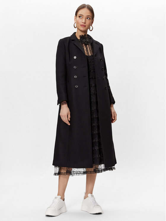 Cappotto di lana 1R0CAF505Y6 Nero Regular Fit