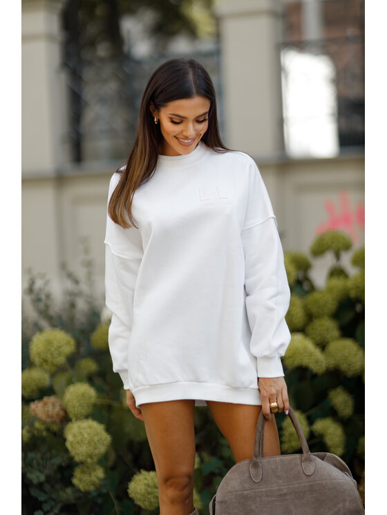 LilaLou LilaLou Bluza Lucky Biały Regular Fit