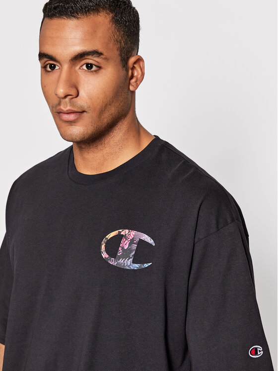 Champion Champion T-Shirt Tropical Rave 217270 Czarny Custom Fit