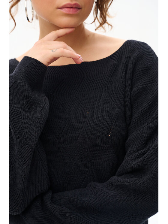 blue shadow blue shadow Sweter Reso Czarny Regular Fit