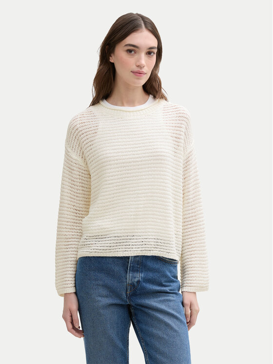 Tom Tailor Denim Maglione 1045610 Écru Loose Fit, taglia : S