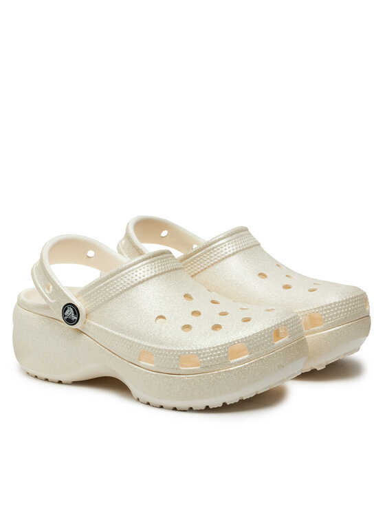 Crocs Crocs Klapki Classic Platform Glitter Clog W 207241 Écru