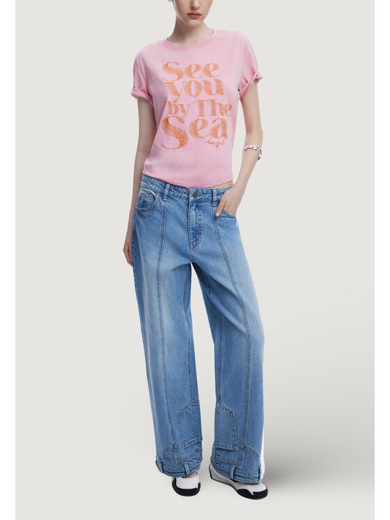 Desigual Desigual T-shirt REPRIS TS SEA Rosa Casual Fit
