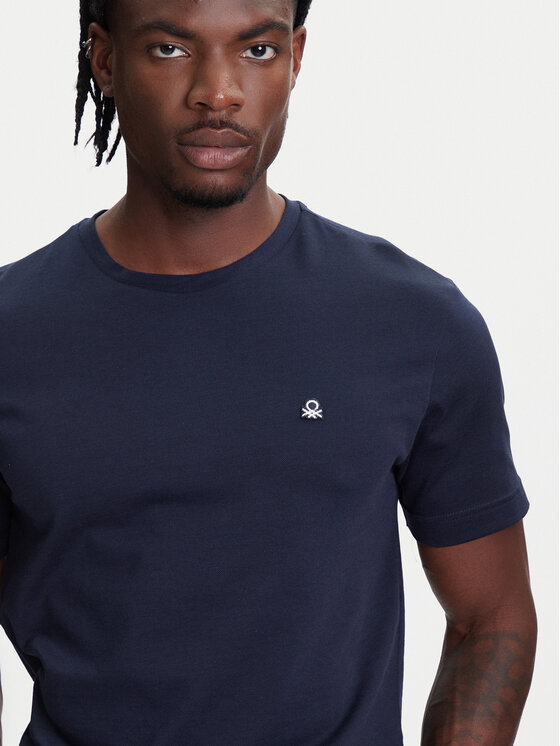 United Colors Of Benetton United Colors Of Benetton T-Shirt 3M4WU1088 Granatowy Relaxed Fit
