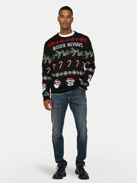 Only & Sons Only & Sons Πουλόβερ Xmas 22031171 Μαύρο Regular Fit