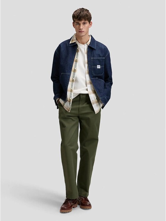 Lee Lee Jeansy LOOSE WORKWEAR CHINO Zielony Loose Fit