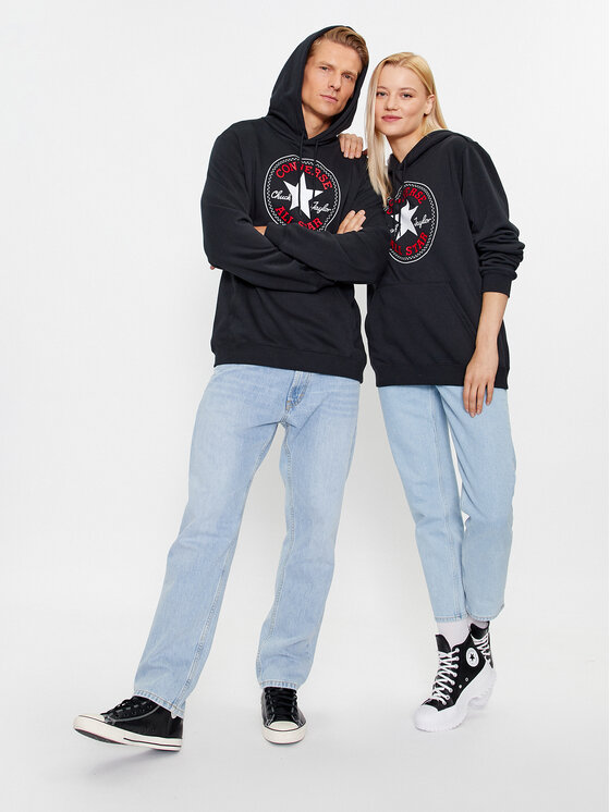 Converse Converse Sweatshirt Standard Fit Center Front Large Chuck Patch Core Po Hoodie Bb 10025470-A01 Schwarz Regular Fit
