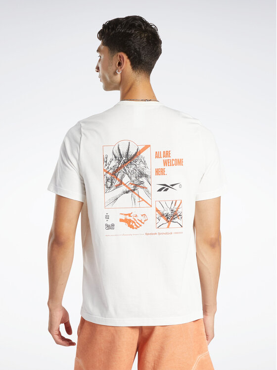 Reebok Reebok Marškinėliai Reebok Basketball Court Top T-Shirt HN5804 Balta Relaxed Fit