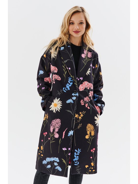 NAOKO Naoko Kabát Herbarium Černá Regular Fit