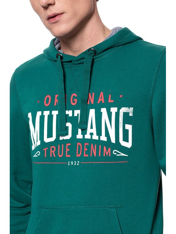 Mustang Mustang Felpa PRINTED HOODIE Verde Regular Fit