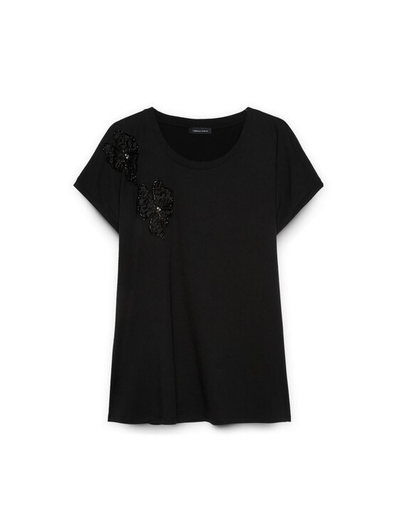 Fiorella Rubino Fiorella Rubino T-Shirt G184L008489N033 Czarny Regular Fit