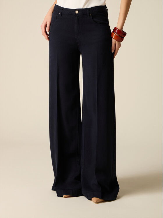 Oltre Oltre Pantaloni di tessuto P745R008909N034 Blu Baggy Fit