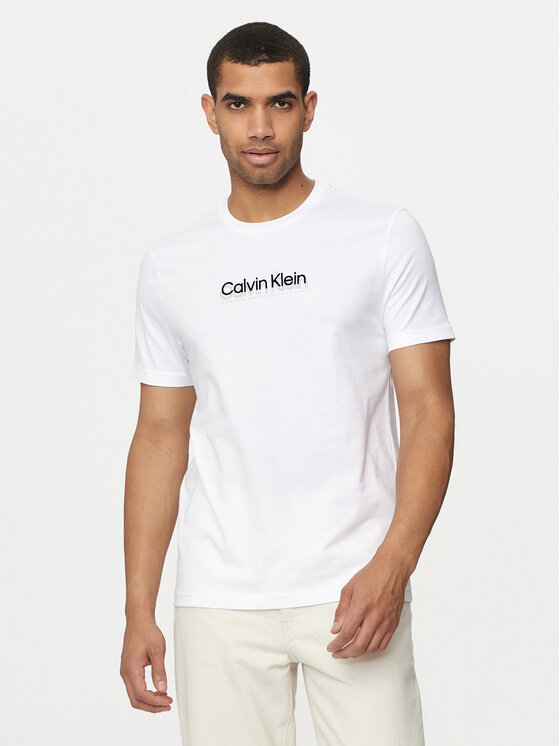 Calvin Klein T-shirt Flock Logo K10K113118 Bijela Regular Fit