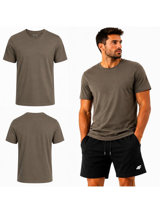 4F 4F T-Shirt TTSHM3947-82S-3XL Brązowy Active Fit