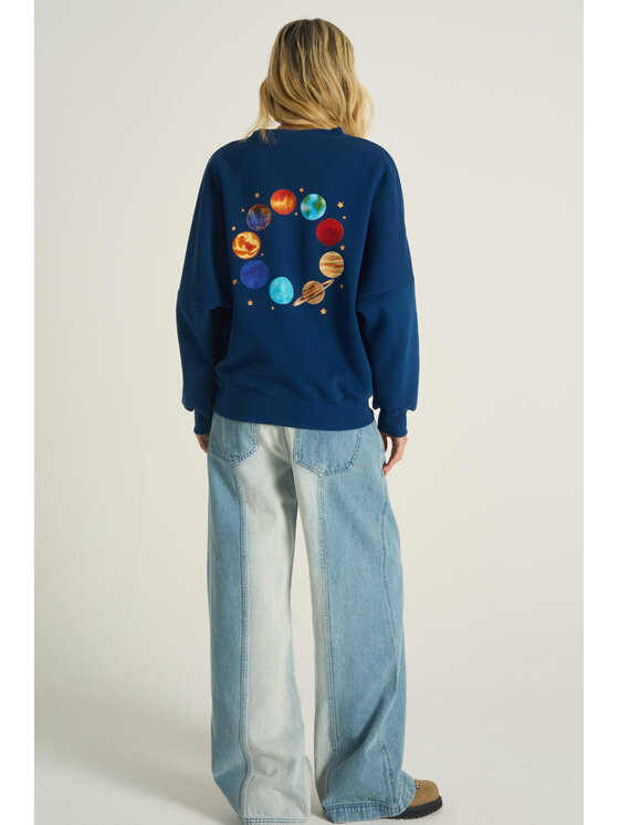 NAOKO NAOKO Bluza Retrogradation Granatowy Reglan Fit