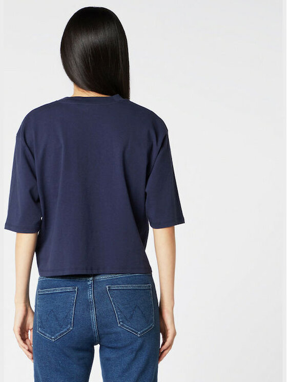 Wrangler Wrangler T-shirt BOYFRIEND CROP TEE Blu Regular Fit