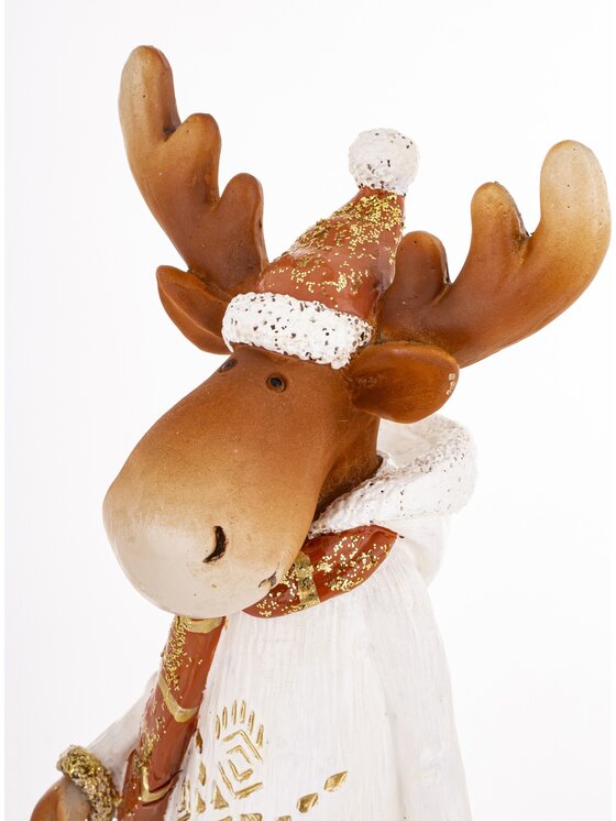 MIAhome MIAhome Figurka łoś 33x10x10 cm ALCE w białej sukience Biały