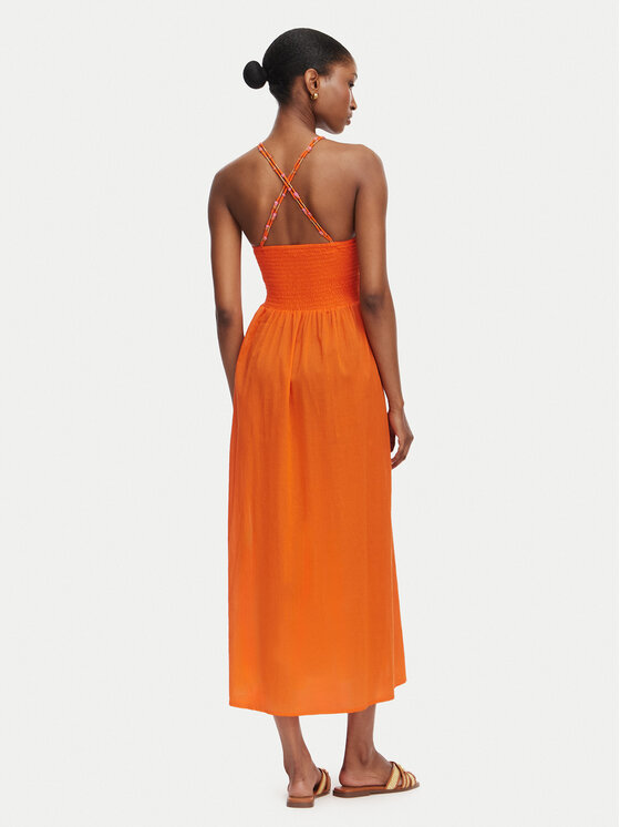 Selmark Selmark Φόρεμα καλοκαιρινό BO696 Πορτοκαλί Relaxed Fit