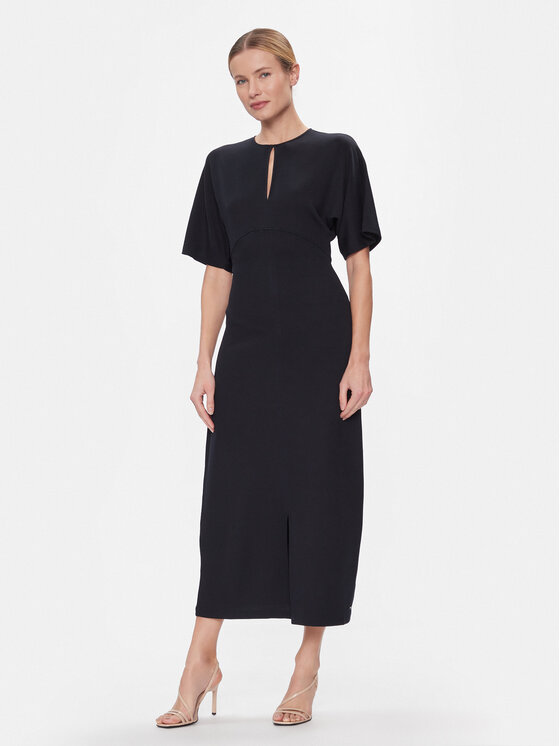 Tommy Hilfiger Tommy Hilfiger Coctailkleid Shiny Interlock C-Nk Ss WW0WW40732 Dunkelblau Regular Fit