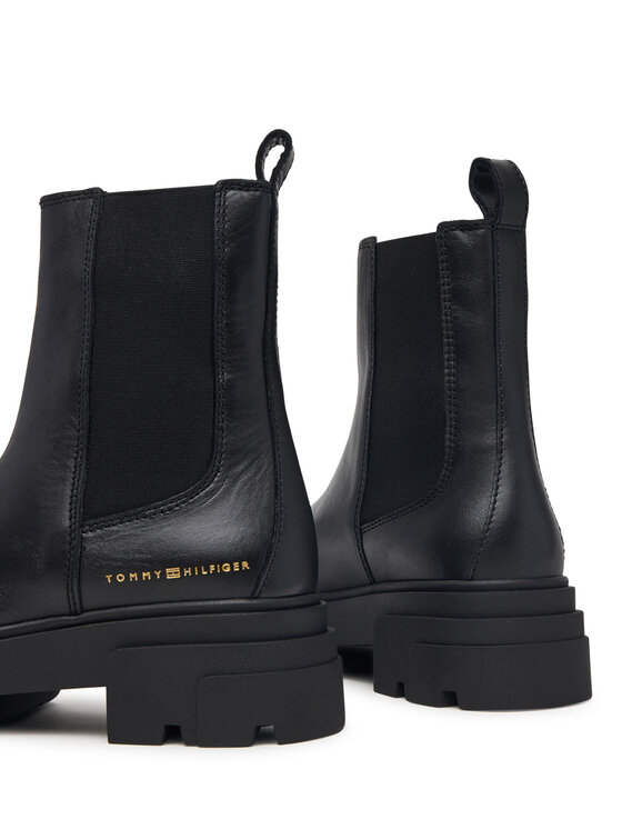 Tommy Hilfiger Tommy Hilfiger Klassische Stiefeletten Leather Chunky Chelsea Boot FW0FW09679 Schwarz